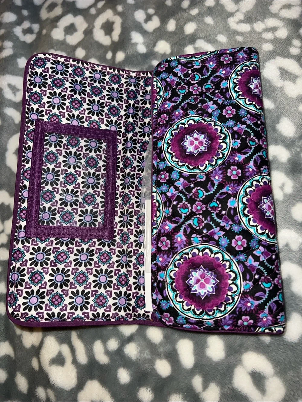 Vera Bradley Purple Teal Floral Quilted Wallet - Picture 6 of 8